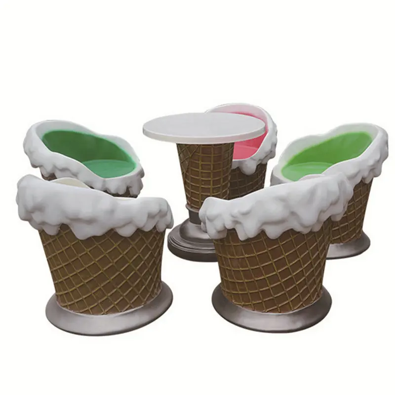FRP Leisure Furniture Ice Cream Chair Simulation Ice Cream Stool