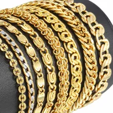 Браслет с желтым золотом для мужчин и женщин Bismark Снаряженная цепочка с улиткой браслет модные украшения 3-11 мм 7-9 дюймов DLGBB2