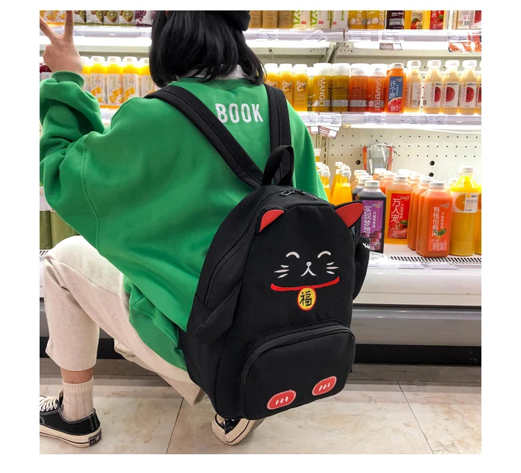 Милый мультяшный рюкзак с кошачьими ушками для девочек, школьный рюкзак для девочек-подростков, рюкзак из парусины в форме животного