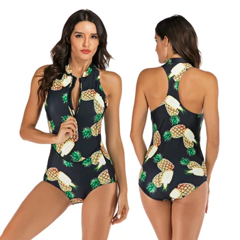 

New 2019 Sport One Piece Swimsuit Competitive Swimwear Women Swimming Suits for Women Patchwork Bathing Suits