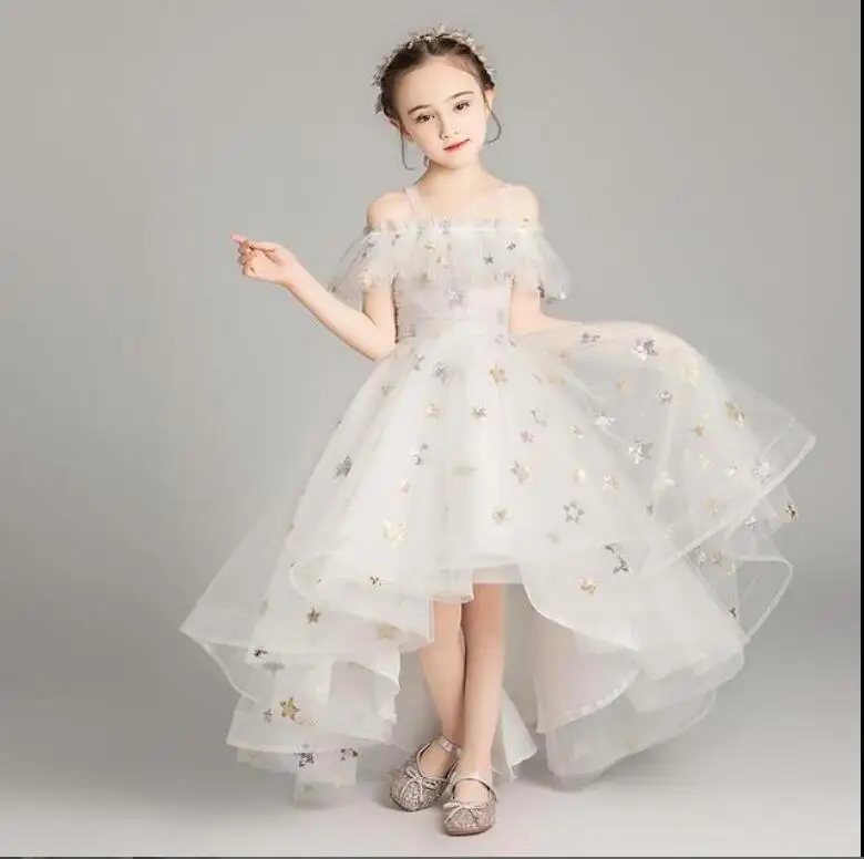 Принцесса вечернее платье с открытыми плечами вечернее платье для девочек для выпускного вечера, бальное платье для маленьких детей, Платья с цветочным рисунком для свадебного крещения