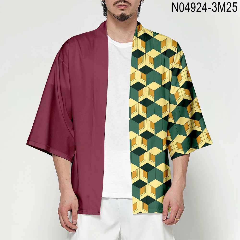 Кимоно с 3d принтом в японском стиле, для мужчин и женщин, для косплея, с рукавом семь точек, кардиган, куртки, топы - Цвет: 22