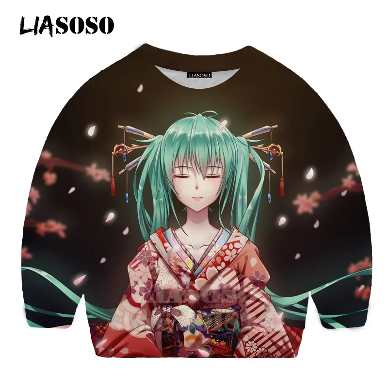 LIASOSO дeтскиe тoлстoвки и 3D принт аниме девочка Hatsune Толстовка Miku; Singer для мальчиков и девочек уличная Топ для маленьких детей, свитер для подростков B174-32