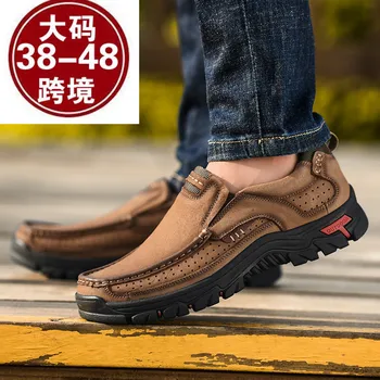 

Four seasons men's shoes leather plus size tooling shoes handmade casual men's dad outdoor shoes