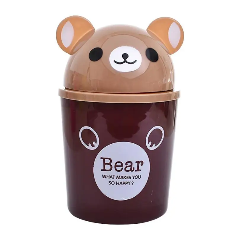 Brown bear 1 шт. мини офисное настольное мусорное ведро креативное покрытое кухонное мусорное ведро для гостиной кухонное мусорное ведро Гостиная Туалет мусорное ведро Новое - Цвет: Brown bear