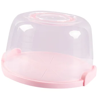 

8 Inches Cake Box Portable Handheld Cake Packaging Food Storage Case Fresh Keeping Container with Lid (Pink)