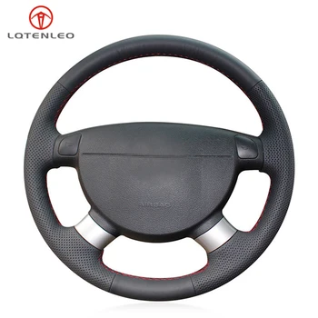 

LQTENLEO Black Genuine Leather Car Steering Wheel Cover For Chevrolet Lova Aveo Buick Excelle Daewoo Gentra Daewoo Lacetti Ravon