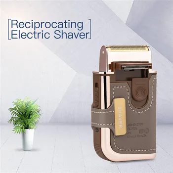 

Vintage Reciprocating Electric Shaver Rechargeable Leather Wrapped Beard Trimmer Single Blade Men Shaver Razor Sideburns Trimmer