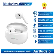 Blackview 2021 New AirBuds 6 zestaw słuchawkowy Bluetooth 5.3 TWS słuchawki bezprzewodowe sterowanie dotykowe słuchawki z mikrofonem