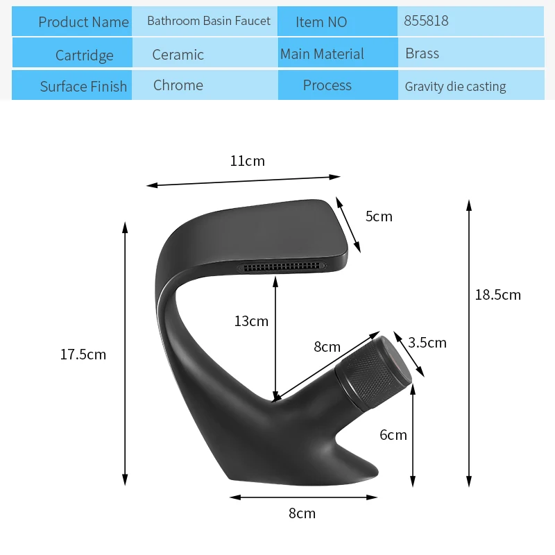 Basin Faucets Matte Black Modern Bathroom Mixer Tap Brass Washbasin Faucet Single Handle Single Hole Elegant Crane 855818 basin faucet,bathroom faucet
