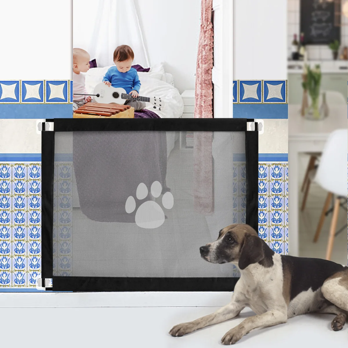 

Magic Dog Gate Ingenious Mesh Dog Safety Protection Fence For Indoor and Outdoor Safe Pet Dog gate Safety Enclosure Pet supplies