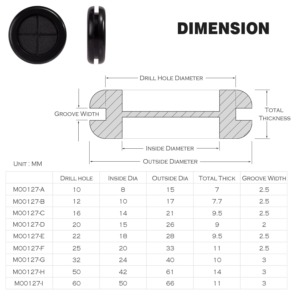 Flexible Rubber Grommet for Cable Hole Cover Cable Organizer Cable Pass Through Round Gasket cable hole cover cable organizer desk cord grommet