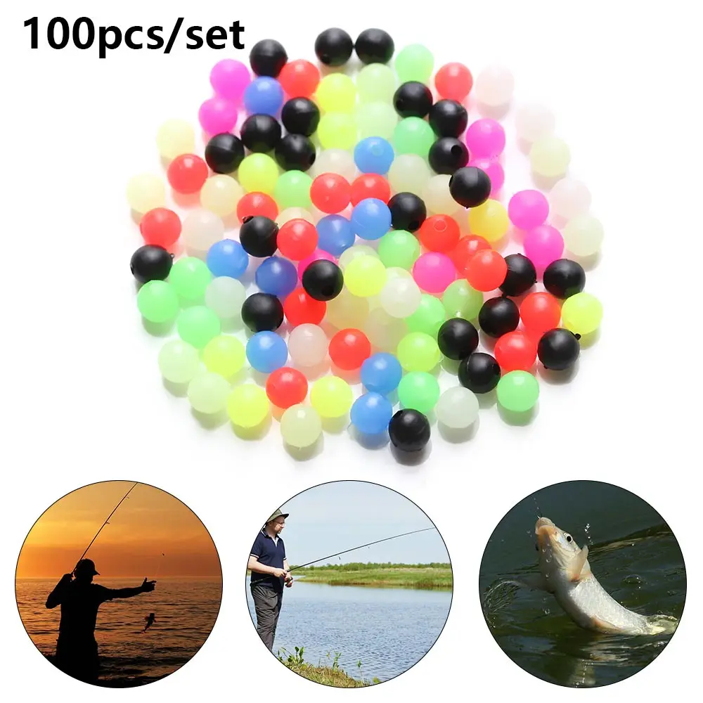 100pcs Round Mixed Color PE Plastic Stopper Beads for Carp Fishing Rig Fishing  Beads Fishing Lures Tackle Accessories