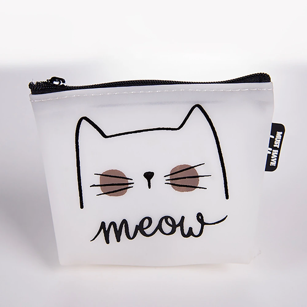 Snacks Coin Purse Women Transparent PU Zipper Change Coin Cartoon Cat Wallet Holders Money Bag For Kids Girl Gift 816
