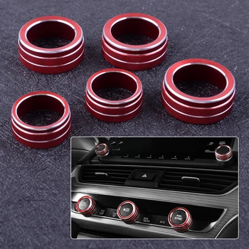 

DWCX 5PCS Red Interior Dashboard Button Circle Cover Trim Frame Fit for Honda Accord 2018 2019