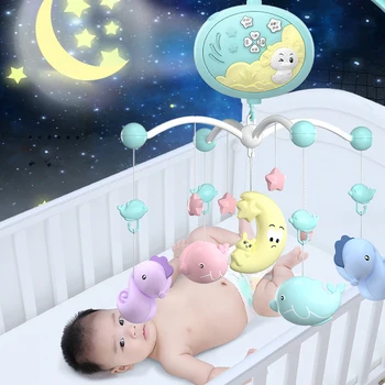 

CYSINCOS Mobile Bed Bell Baby Rattles Crib Mobiles Toy Holder Rotating Musical Box Projection 0-12M Newborn Infant Baby Boy Toys