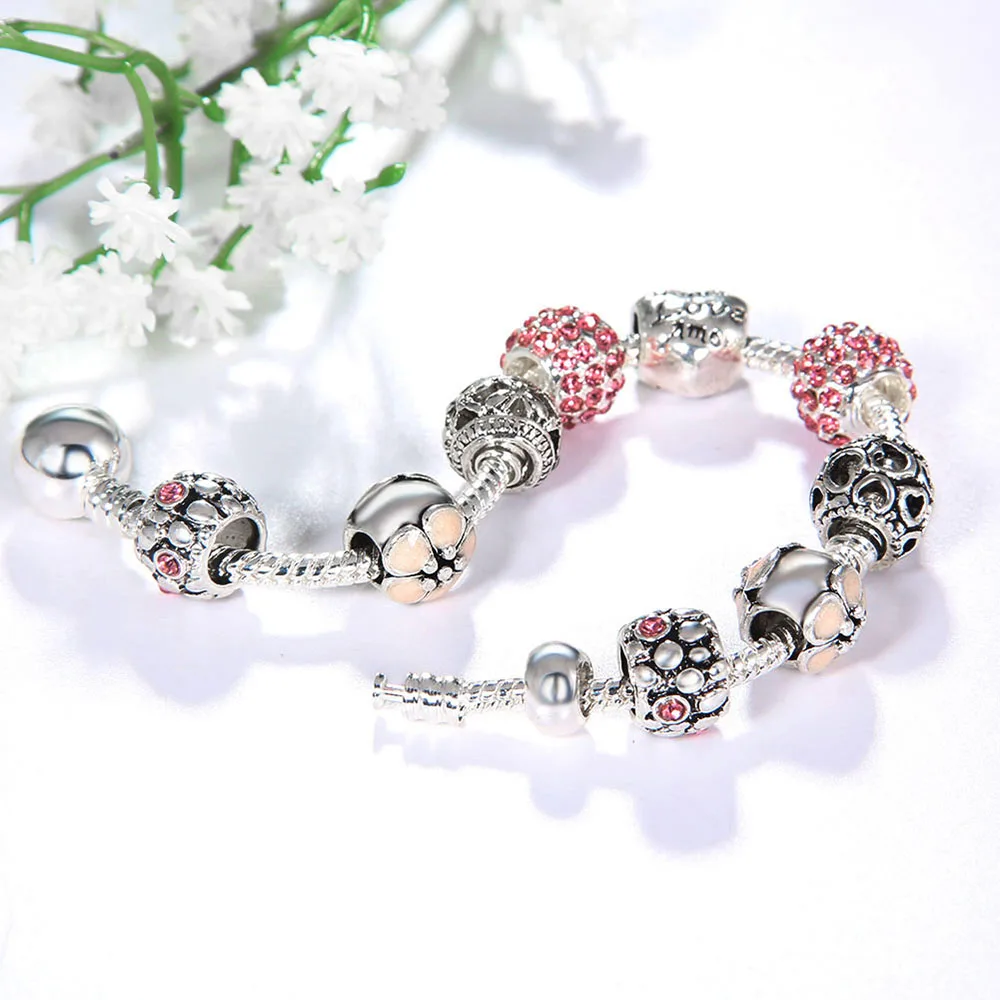 jinzeyi European and American women's bracelets fashion letter love-heart bracelet DIY handmade beaded bangles jewelry direct