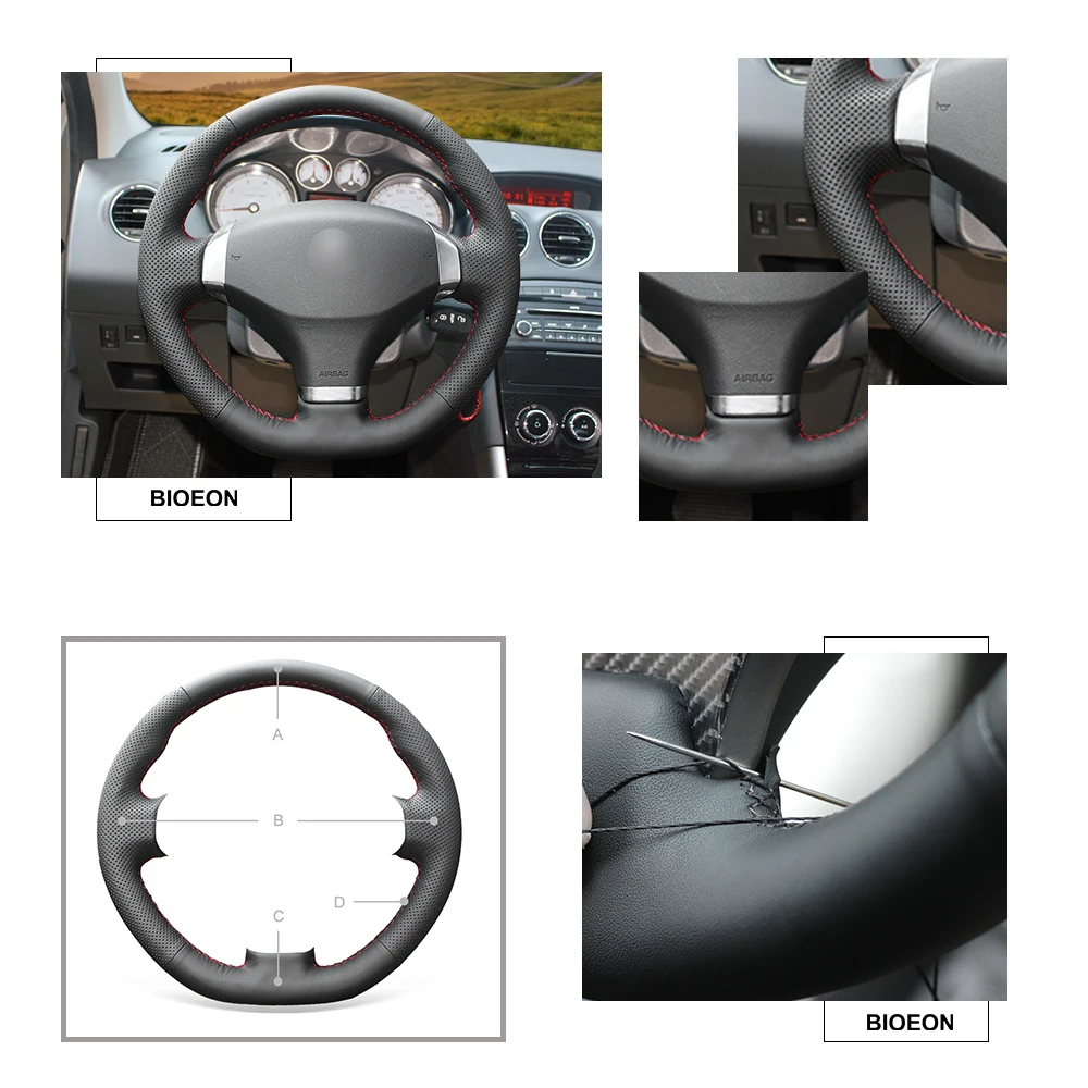 Черный PU искусственная кожа Чехлы рулевого колеса автомобиля для peugeot 408 2013
