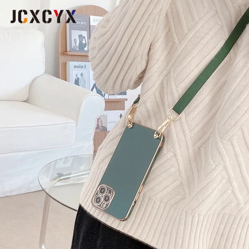 magsafe charger iphone 11 Luxury crossbody lanyard plating soft phone case for iphone 13 12 Pro Max MiNi 11 Pro Max XR X XS Max 7 8 plus SE 10 2020 cover apple mag safe charger