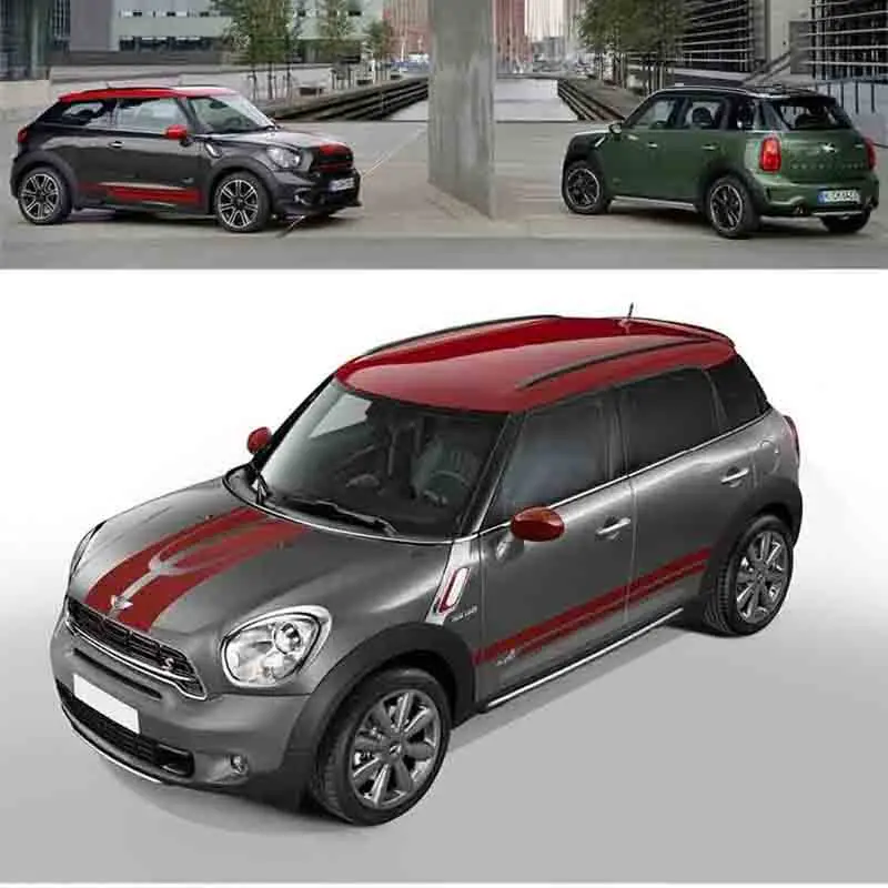 Автомобильные наклейки в полоску с капюшоном для автомобиля Стайлинг MINI Cooper S