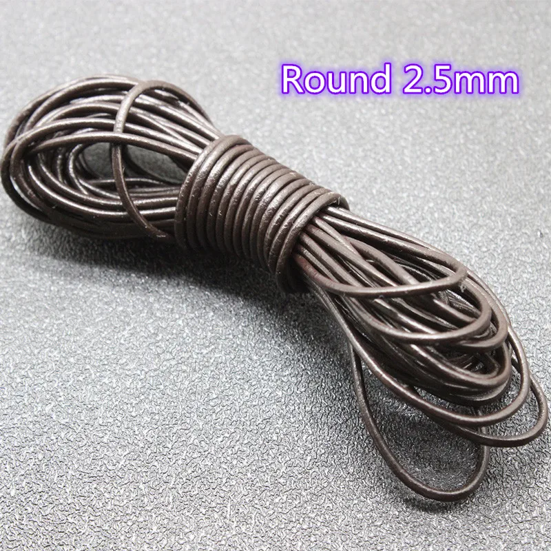 Cordons ronds et plats en cuir de vache véritable de 2 mètres, pour bricolage, collier, Bracelet, accessoires de fabrication de bijoux  36