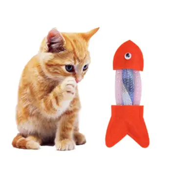 

6pcs Funny Pet Cat Catnip Toy Fish Shaped Hose Spring Colorful Non-Woven Fabric Cats Kitten Interactive Playing Toys