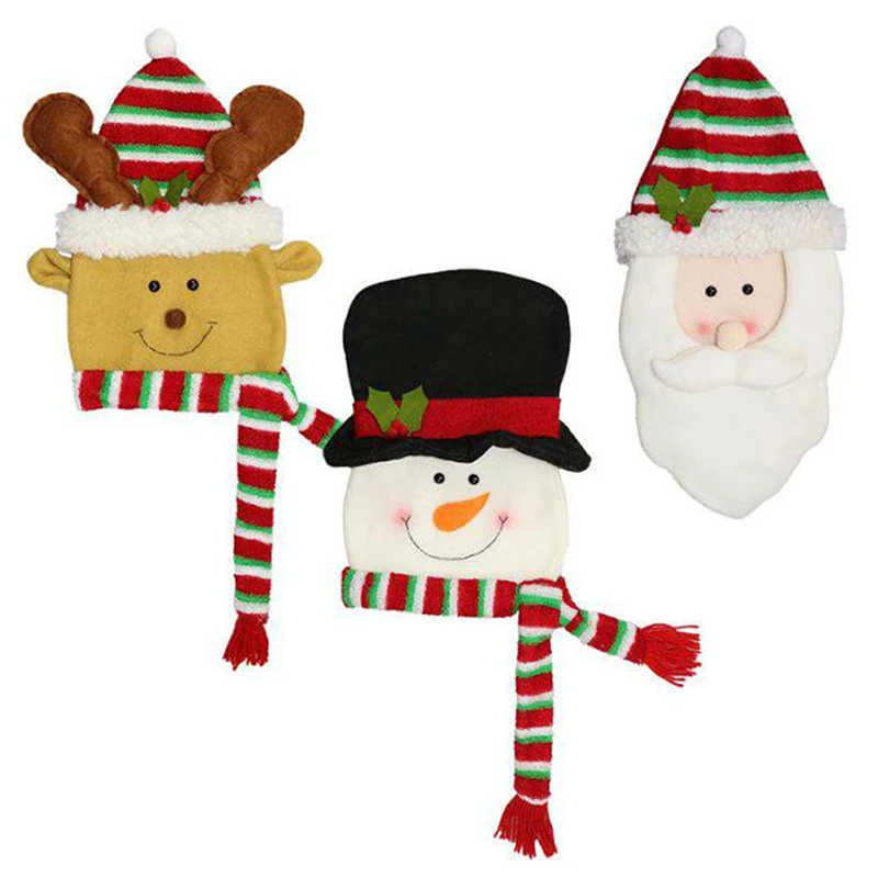 

Christmas Tree Decor Doll Topper Snowman Santa Reindeer Felt Christmas Tree Hat Xmas Decorations