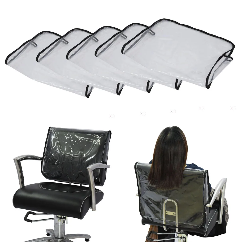 5pcs Barber Chair Back Covers Salon Spa Beauty Plastic Pvc Vinyl Cover Clear Hair Salon