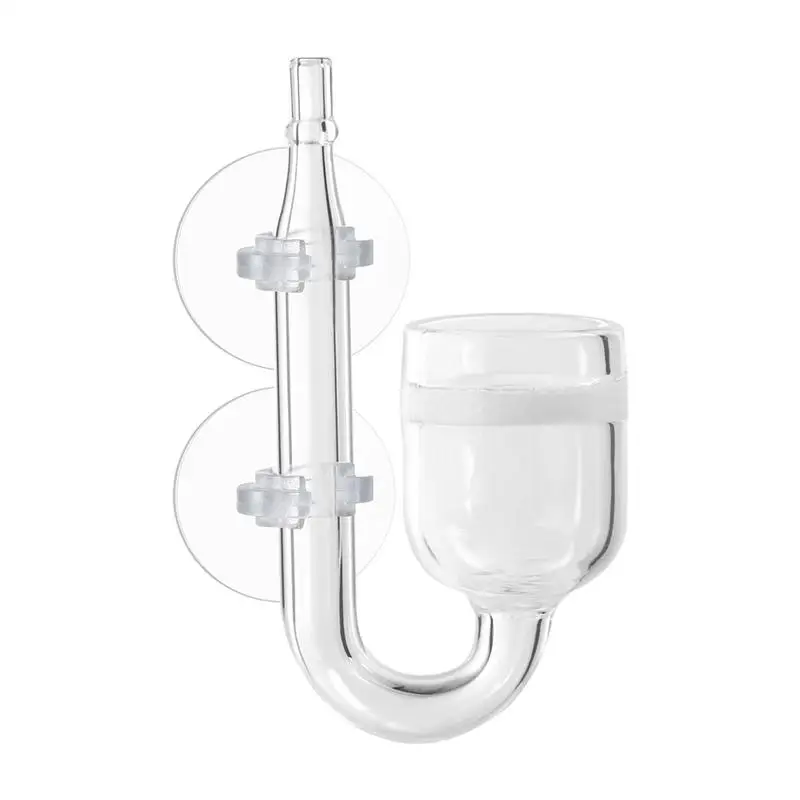UEETEK U Shape CO2 Regulator Diffuser Check Glass Tube With Suction Cup Aquarium CO2 Glass Refiner