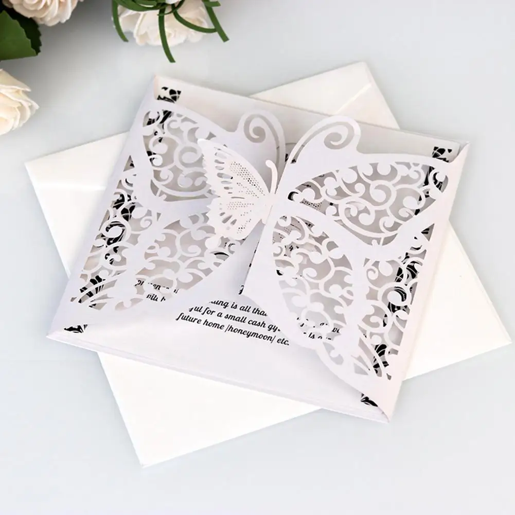  10pcs Wedding Invitations Greeting Card Laser Cut Hollow Butterfly Invitation Cards For Wedding Bir - 4.00043E+12