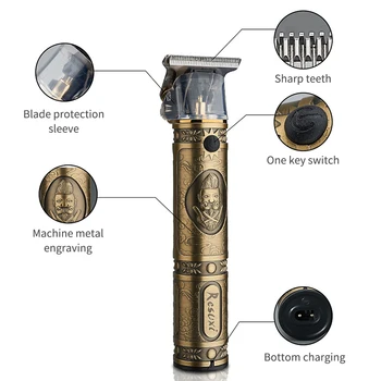 

Retro Oil Head Electric Clippers Buddha Carving Hair Razor Rechargeable Men Hair Trimmer Household DIY Hair Cutting Machine New