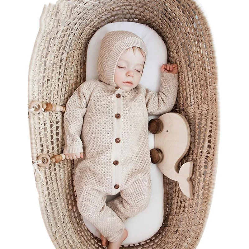 COOTELILI Knitted Newborn Baby Clothes Romper Hooded Clothes Infant Toddler Jumpsuit For Kids Cotton Baby Boys Jumpsuit (3)
