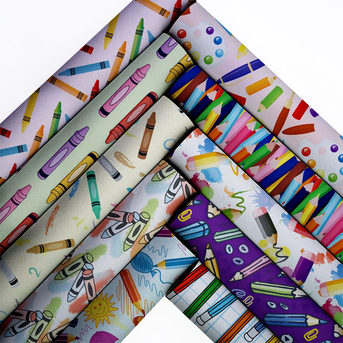 Back To School Sheets Synthetic Faux Leather Printed Vinyl DIY Handbags Supplies Bows Making Material 22*30cm/A4 1mm L17191