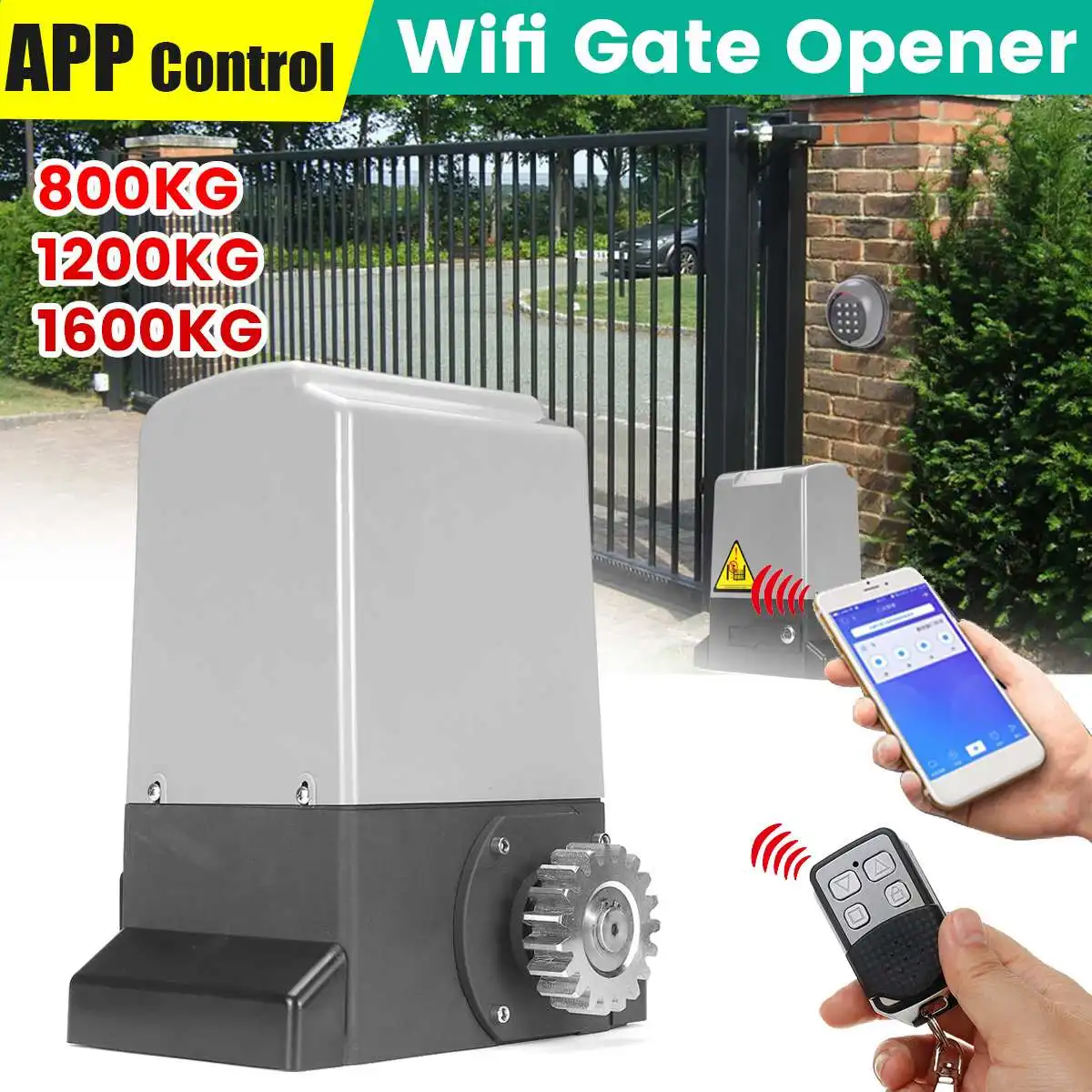 800/1600KGWiFi APP Control Automatic Sliding Gate Operator Motor