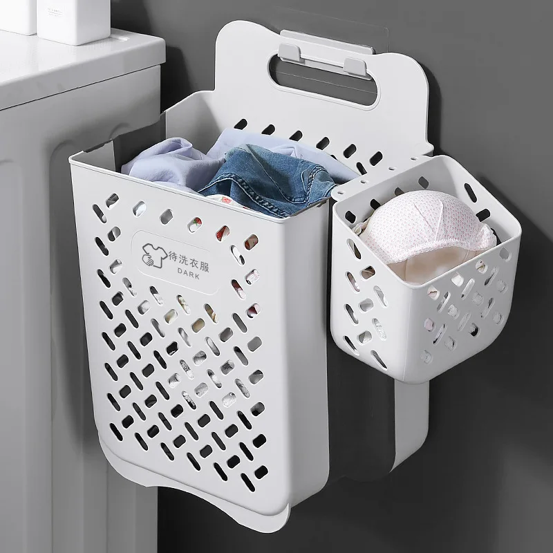 Panier À Linge Pliable En Plastique Pour Vêtements Sales, Grand Conteneur  De Rangement, Organisateur Mural De Salle De Bain - Paniers À Linge -  AliExpress