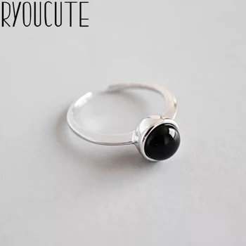 

Bohemian Ethnic Silver Color Black Beads Rings for Women Bridal Wedding Vintage Open Finger Rings Christmas Gifts