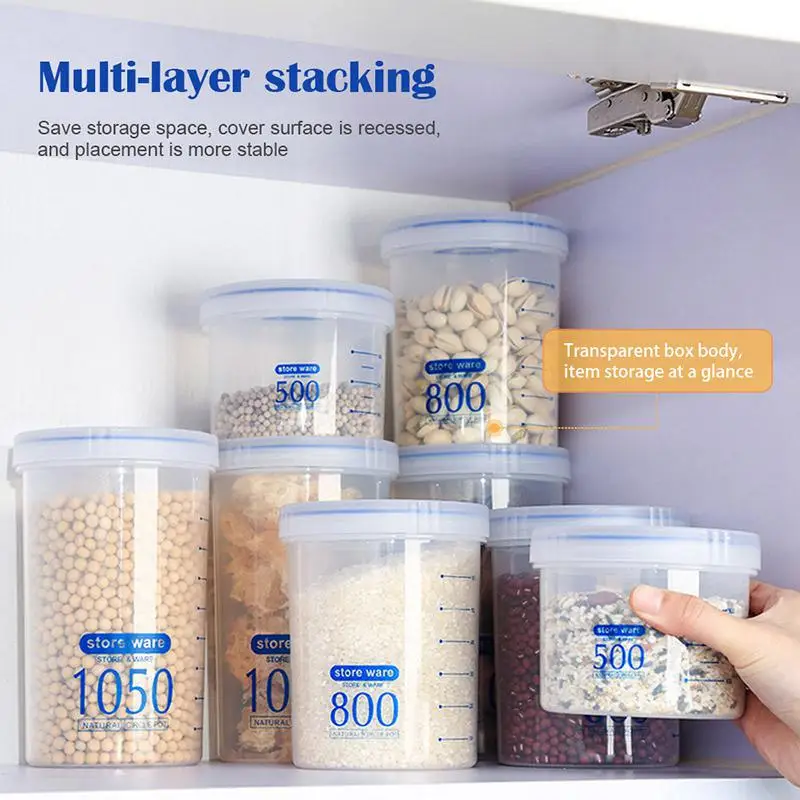 1050ML Cover Sealing Cans Food Storage Tanks Plastic Thick Storage Bottle Storage boxes kitchen tools Home Organization Jars