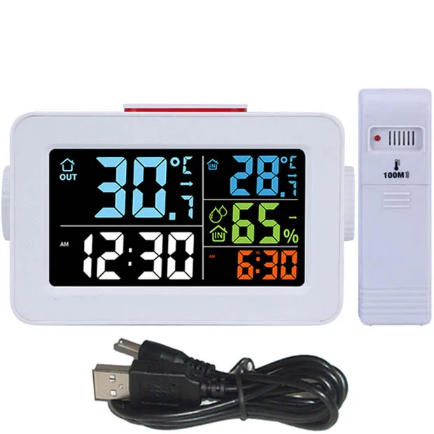01 Lcd настольные цифровые красочные умные часы-будильник с термометром и гигрометром влажности настольные часы с зарядным устройством Wake Snooze - Цвет: 01