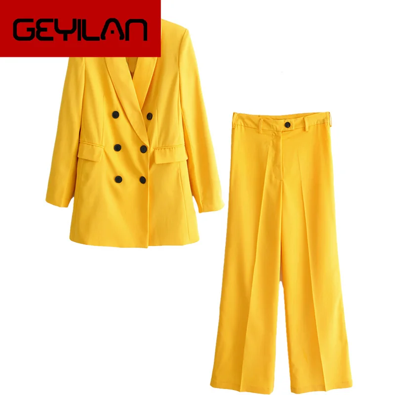 

Women's suit two-piece female 2019spring and autumn new long suit high waist wide leg pants temperament fashion solid color wild