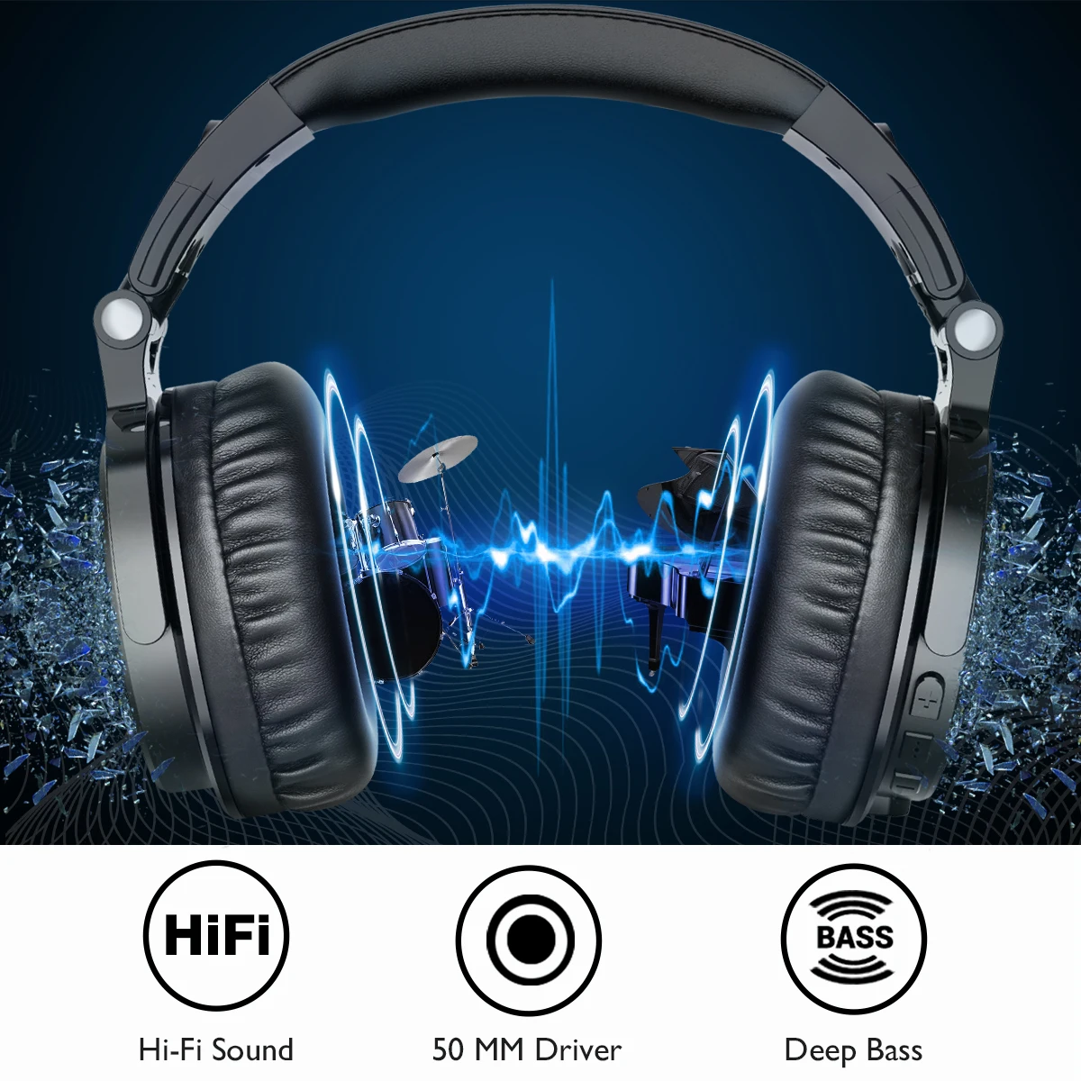 swimming headphones Oneodio Pro-C Wireless Headphones With Microphone 110H PlayTime Bluetooth 5.2 Foldable Deep Bass Stereo Earphones For PC Phone wireless earbuds