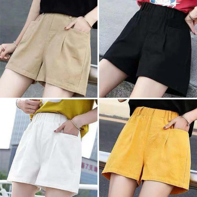 

Shorts Women Summer New Item Thin Slim Fit Elastic High Waist Oversize Wide-legged Casual Loose Third Hot Shorts Woman Plus Size