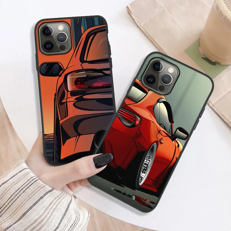 Japan JDM Sports Car Soft Case For iPhone 12 Pro Max Case Coque iPhone11 11 Pro 13 Mini XR XS Max X 7 8 Plus SE 2020 6s 5s Cover 13 mini case