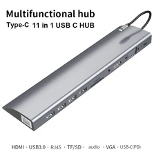 USB C док станция док станция type c концентратор док-станция адаптер Тип C к USB 3,0 4K HMDI RJ45 VGA PD для MacBook Pro MateBook X Pro Dell XPS 15 samsung S9 10 док станция для ноутбука