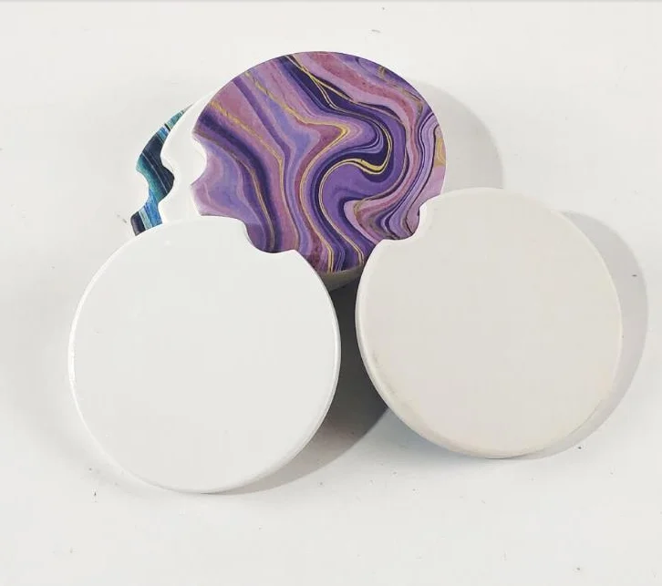 

200pcs Sublimation Blank Car Ceramics Coasters 6.6*6.6cm Hot Transfer Printing Coaster Blank Consumables Materials