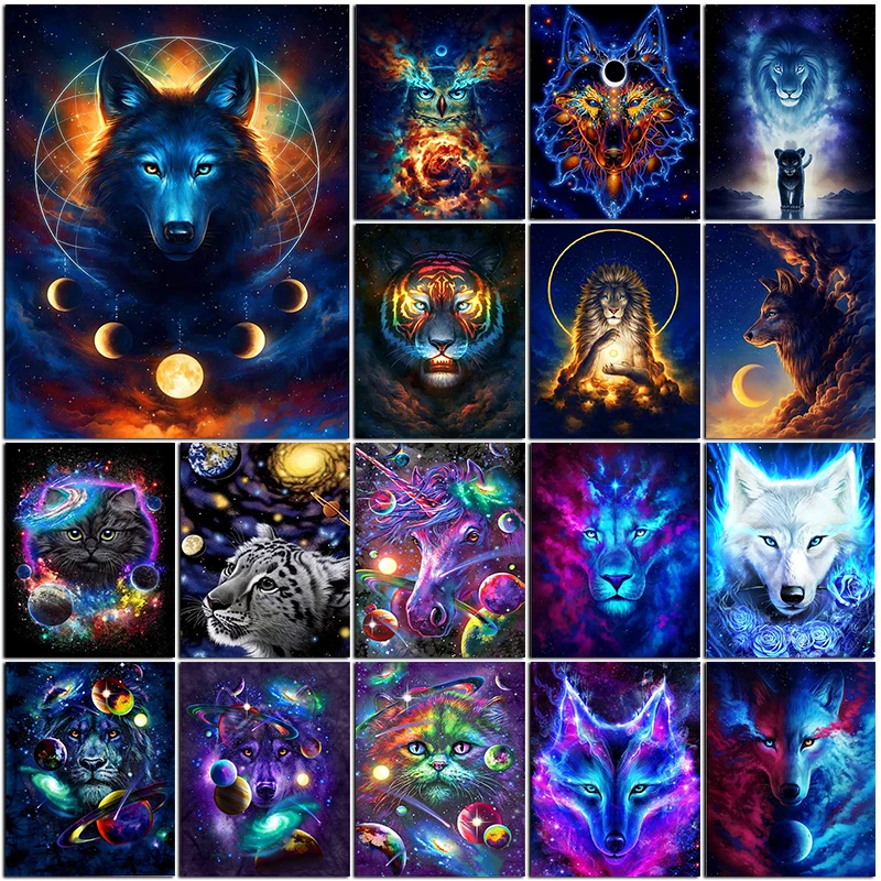 5D Diamond Painting Animal Art Cross Stitch Kits Full Square/Round Mosaic Embroidery Wolf Handmade Home Decoration Gifts | Дом и сад