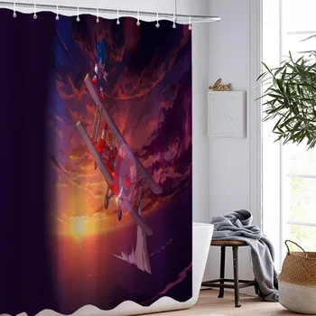 

Sonic the Hedgehog Bathroom Curtain Shower Curtains Fabric Bathroom Curtain Durable Waterproof Bath Curtain Sets with Hooks