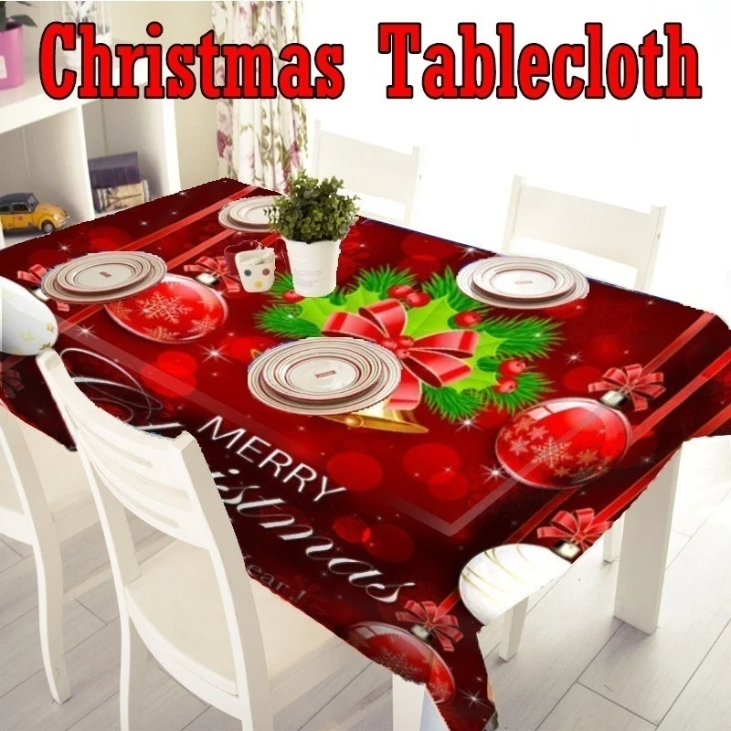 Christmas Tablecloth Elk Snowman Tree Table Kitchen Home Decor Rectangle Party Christmas Interior Design Holiday Decoration