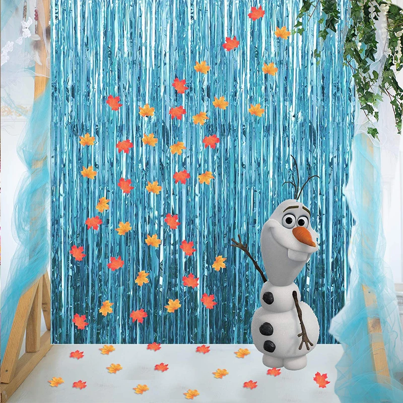 

Light Blue Metallic Tinsel Foil Fringe Curtains for Halloween Party Bachelorette Wedding Baby Shower Engagement Supplies