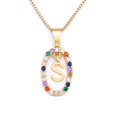 Hot Sale Colorful 26 Letters A - Z Initial M S C K Alphabet Pendant Long Chain Necklace Name Jewelry Women Accessories Gift