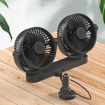 

Universal 12V 24V Suction Cup Electric Car Fan 3 Speed Dual Head Car Windshield Dashboard Auto Cooling Air Fan With USB Charger